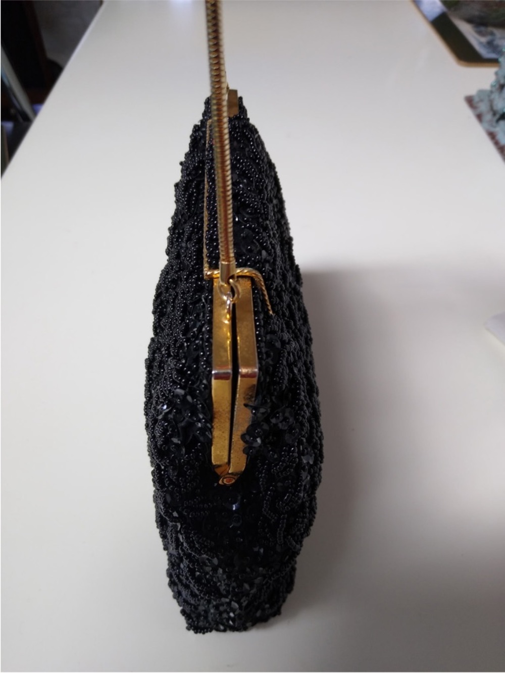 Purse. Vintage Hollywood Beaded 1940’s evening bag. Dark black. Great condition. - Picture 3 of 10